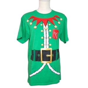Fruit of the Loom Christmas Elf Green Short Sleeve Shirt - Size M